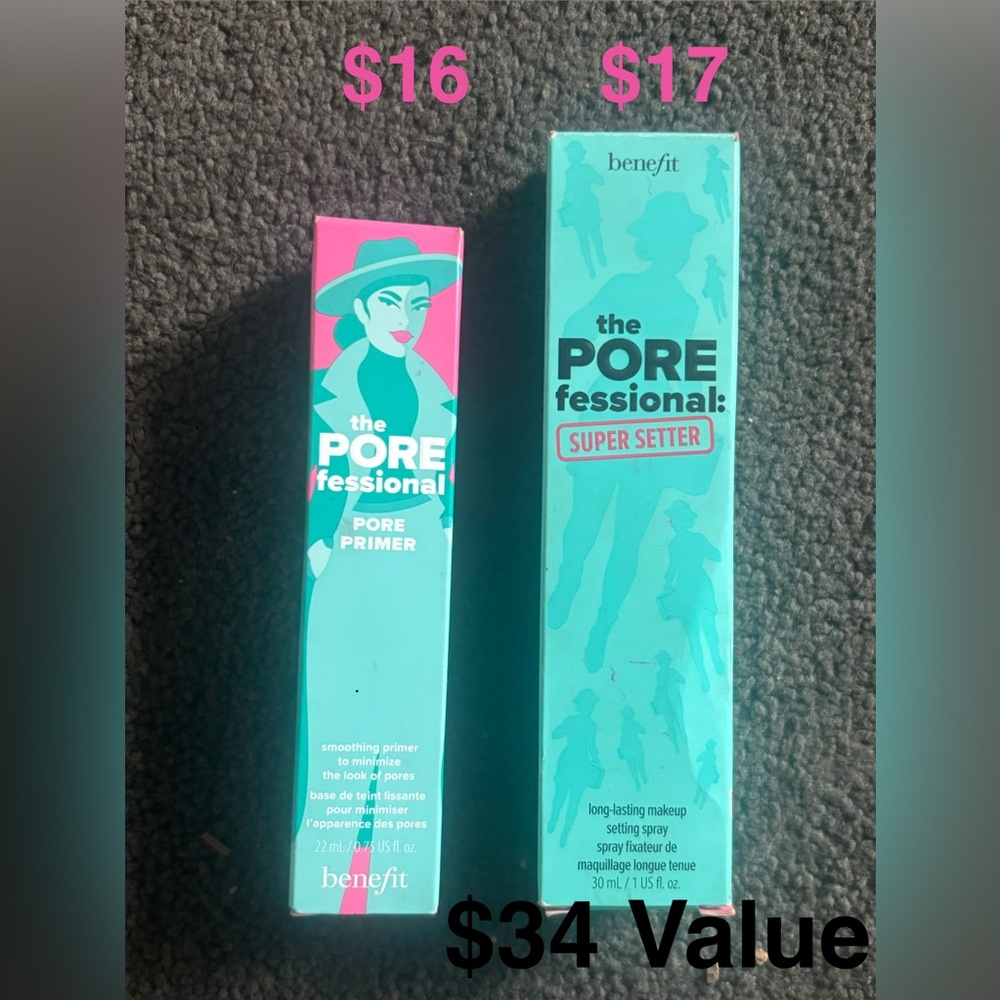 NIB Benefit POREfessional Mini Pore Primer & Makeup Setting Spray Set Spray $34